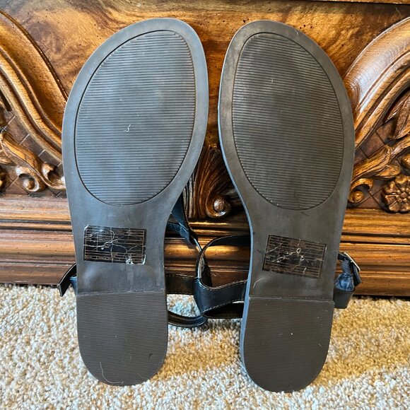 Torrid Rhinestone Black T-Strap Sandals Women's Size 12W - Picture 10 of 11